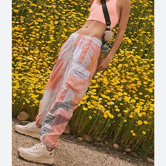 Free People! FP Movement Color Burst Hike Pants In Peach 🍑 Combo NWOT! - Picture 4 of 9